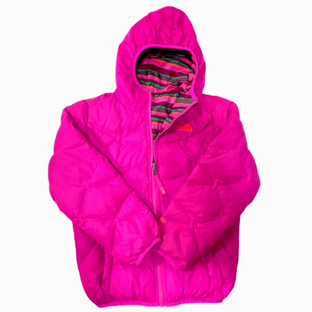 North Face Girls Pink Reversible Hood Puffer Coat